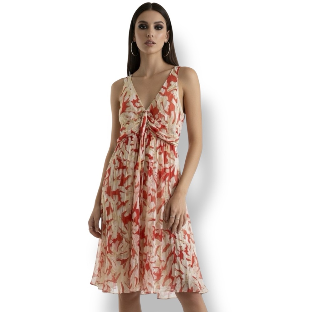 Diane Von Furstenberg Aizel Dress Red Cream Coral Reef Print Silk Dress …